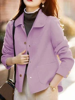 Classic Solid Short Woolen Coats for Woman Autumn Winter Warm Woman Clothing Button Up Female Coat Outfits New In Outerwears - Image 6