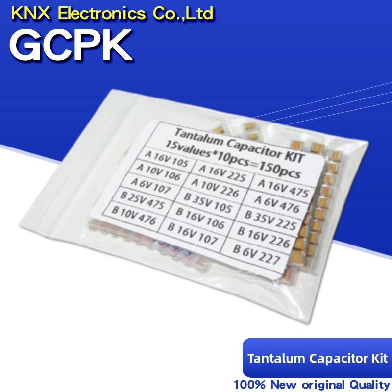 

15values*10PCS=150PCS SMD Tantalum Capacitor Assortment Kit 1uf-220uf A/B Case Tantalum Capacitor Set 1UF 2.2UF 4.7UF 10UF 47UF