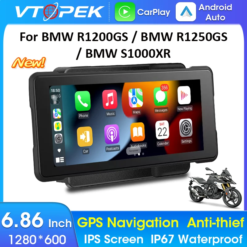 Vtopek 6.86 Inch Motorcycle GPS Navigation Carplay For BMW