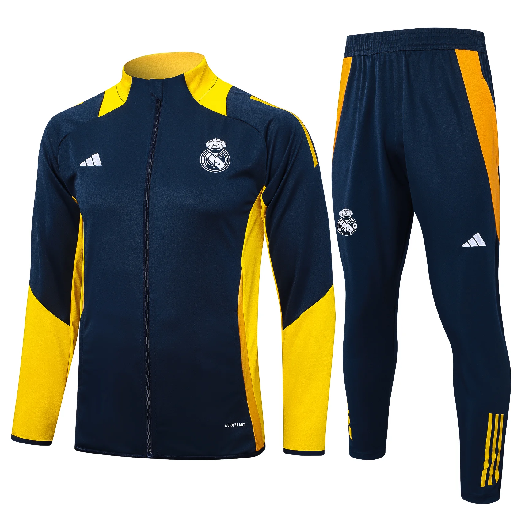 Adidas Soccer Jerseys Men Trendy Slim-fit Full-sleeved Stretchable Fashionable Zippered Football Training Suit Sets Blue