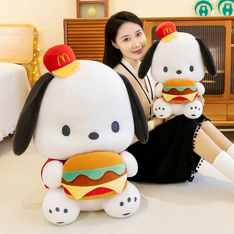 

Sanrio Pochacco Series Hamburger Kawaii Plush Pillow Dolls Puppy Plushies Kids Toys Birthday Holiday Gift Doll Home Decor