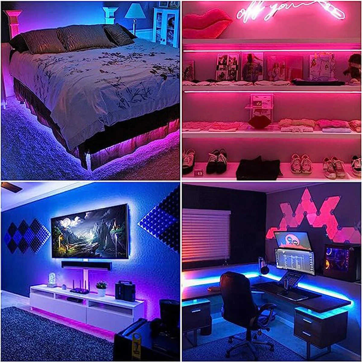 색상 변경 5050 RGB LED 유연한 USB 스트립 조명, 어린이 게임방 홈 파티 TV 백라이트, 24 키, 5M