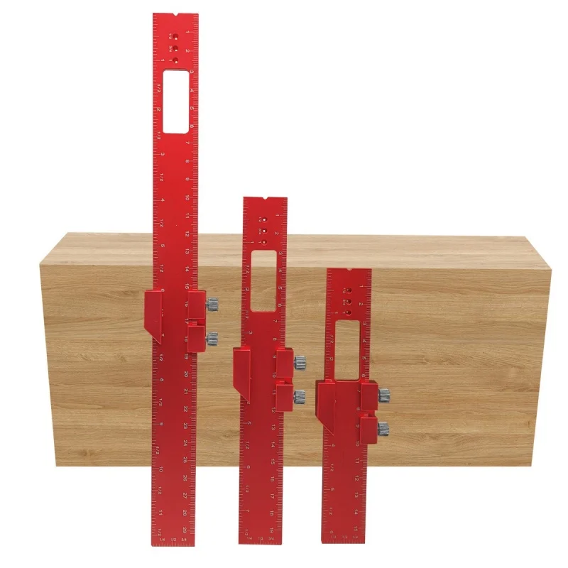 Woodworking Ruler 6/8/12 Inch Aluminum Metal Slide Stop Marking Ruler Metric Inch Measuring Tools