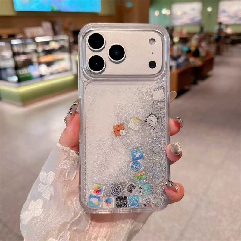 Liquid Glitter Quicksand Phone Case with Soft Bumper and Hard Cover