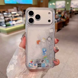 Liquid Glitter Quicksand Phone Case with Soft Bumper and Hard Cover - iPhone 18 Pro Max (Silver)