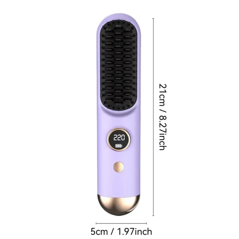 Portable Wireless Hair Straightener 120-220C° 9 Temp Settings Straight Hair Comb Rechargeable LCD Display Straightening Comb