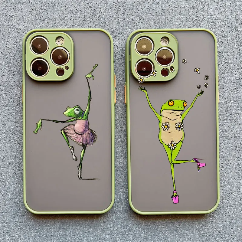 Niedliche Cartoon-Frosch-Tanz-Handyhülle für iPhone 17 16 15 Pro Max Hülle Funda iPhone 11 13 12 14 Pro Max XR XS X 15 Plus Rückseiten-Cover – Detail 10