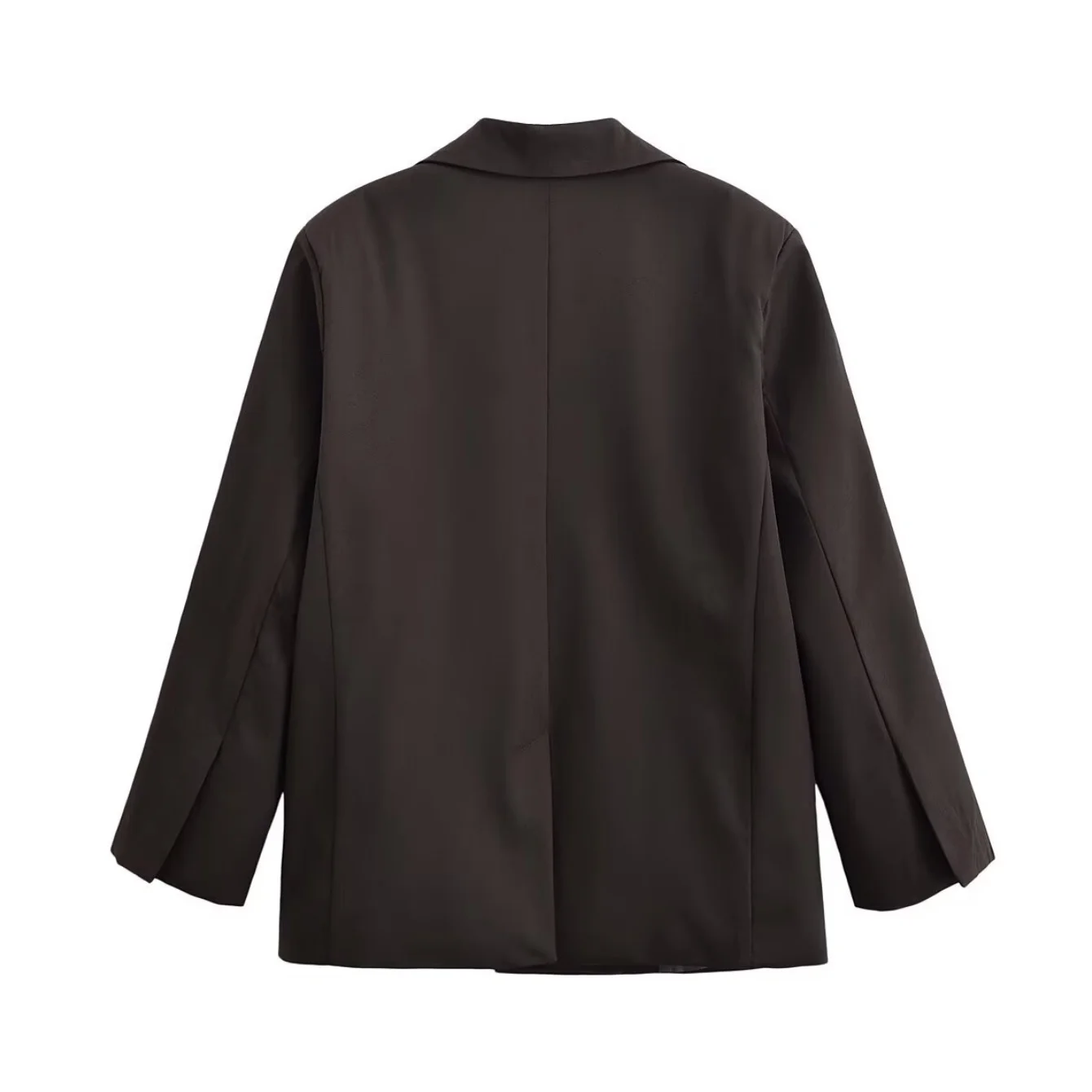 Women's Coffee One Button Blazers Jacket Spring Autumn New Vintage Simple Long Sleeved Suit Jacket Female OL Casual Suit Outwear