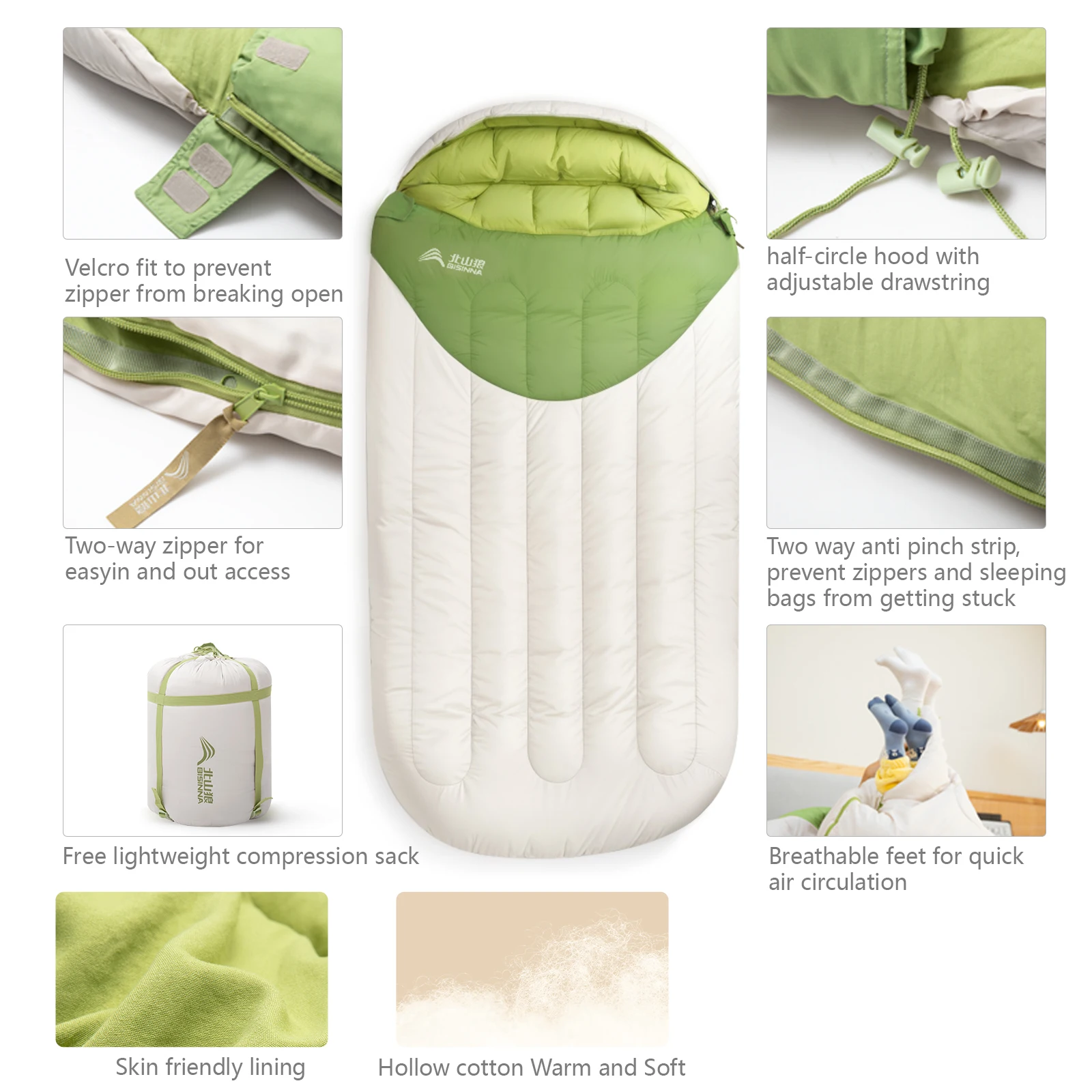 BISINNA Large Winter Cotton Sleeping Bag Outdoor Lightweight Camping Supplies Hiking Trekking Tourism