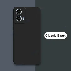 Luxury Double Liner Liquid Silicone Shockproof Phone Case - Square Design, 360 Soft Protection - Moto G34 5G (Classic Black)