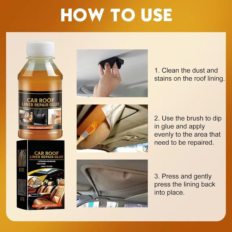 Car Headliner Repair Glue Roof Liner Quick Repair Adhesive Glue Car Roof Fabric Adhesive repair rquick drying temperature 6