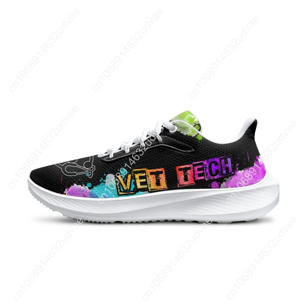 VET Tech Printed Women's Casual Sneakers New Fashion Outdoor Sports Running Shoes For Ladies Lace Up Non-slip Training Shoes