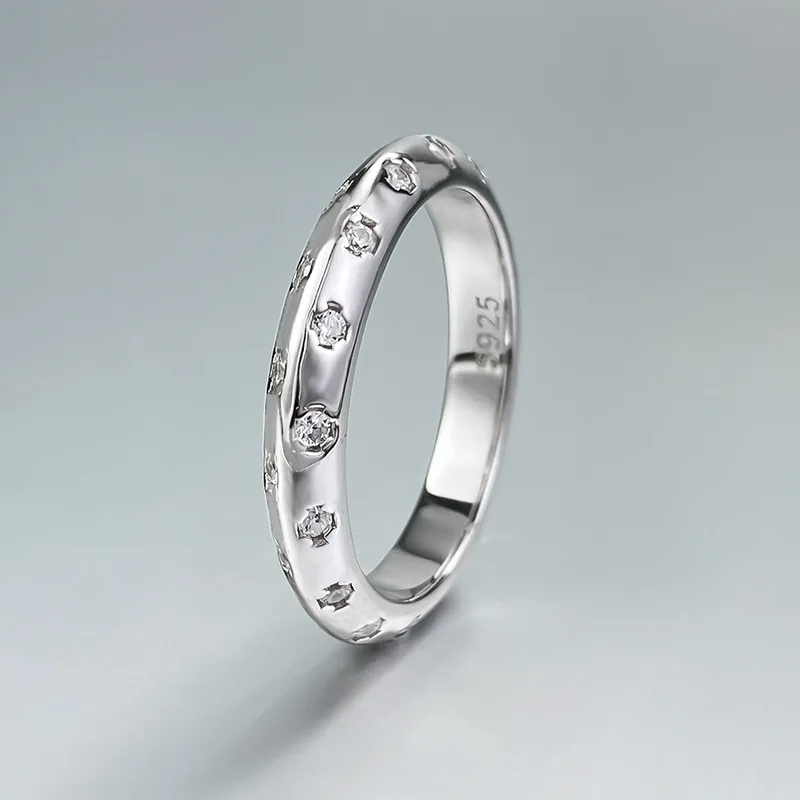 

Серебряное кольцо S925 с инкрустированным цирконием, высококачественное, простое и персонализированное, модное и Универсальное кольцо, бутиковое ювелирное изделие для женщин