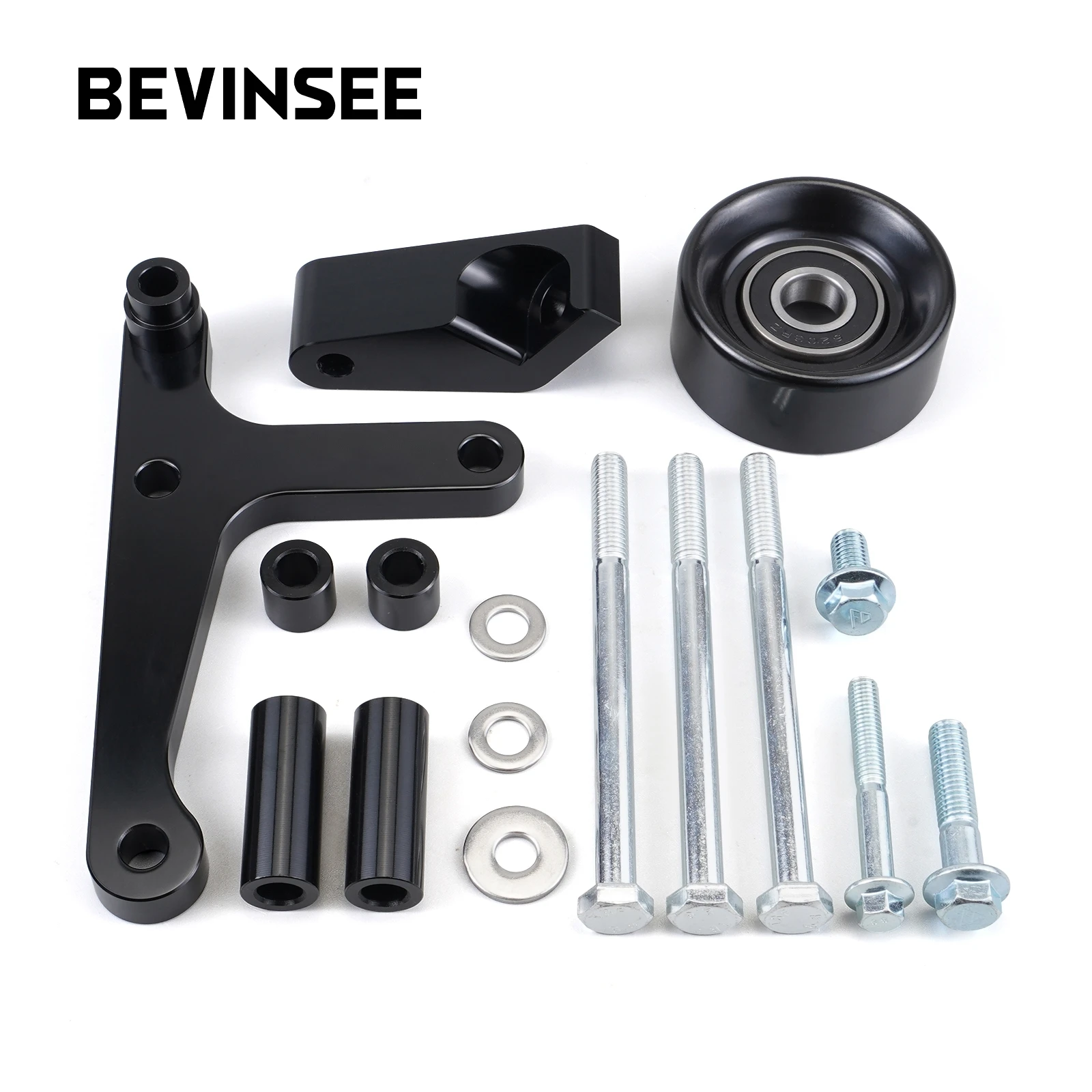 

BEVINSEE LS Alternator Bracket With Brace + Pulley For Chevy Camaro 1998-2002 LSX Camaro Belt Truck Low Mount Alternator Bracket