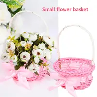 1PC Round Small Flower Storage Basket Hand-woven Flower Basket Imitation Rattan Woven Hand-held Flower Basket Home Decoration 1