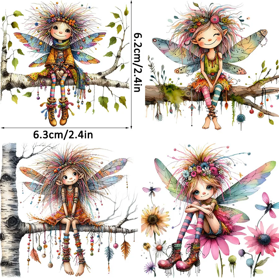 12pcs Boho Fairy UV DTF Cup Wrap Transfer Sticker Glass Coffee Mugs Decoration Cards Notebooks School Handmade Junk Journaling dtf transfer sticker