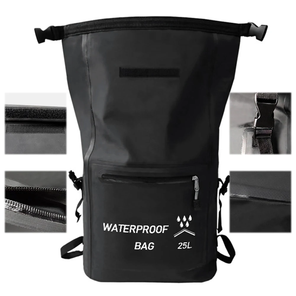 25L Waterproof Backpack Dry Backpack Large Capacity Upstream Bag PVC Rolltop Beach Bag for Kayaking Rafting Boating