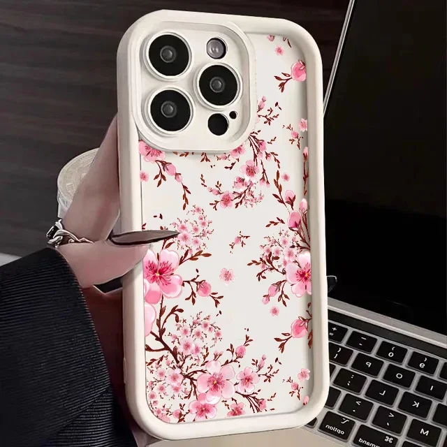 Elegant Pink Lily Silicone Y2K Phone Case Cover