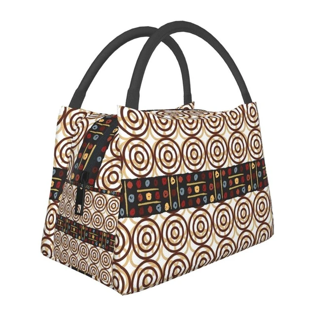 Bolsa de almuerzo aislada con estampado de tela de Kitenge marrón africano  para el Trabajo, Oficina, Kanga, nevera térmica portátil, Bento Box para  mujeres - AliExpress