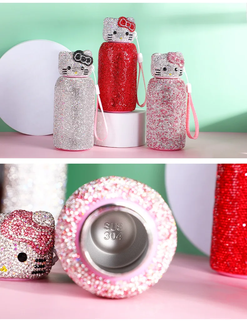 Bouteille D'eau Isotherme En Forme De Diamant Avec Strass - Isolation Thermique De Qualité Supérieure - En Acier Inoxydable - Pour Femme - Pour Voyage