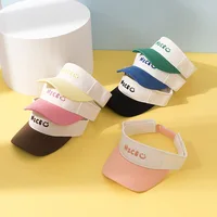 Summer Sun Hats Boy Girl Kids Embroidered Visor UV Protection Top Empty Solid Sport Tennis Golf Running Sunscreen Baseball Cap 2