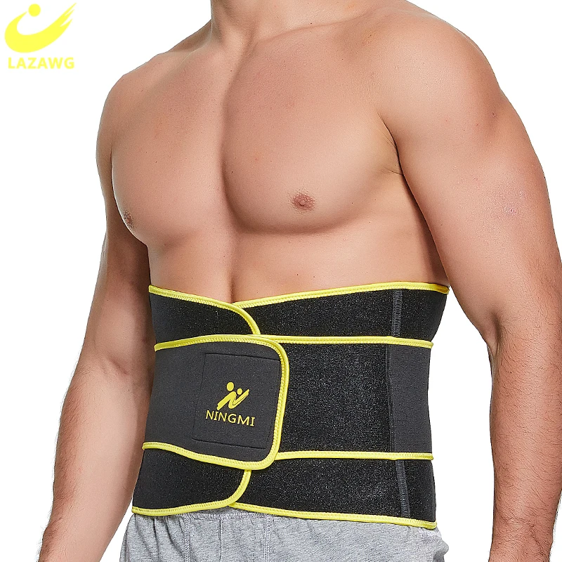 LAZAWG New Men Belt Neoprene Shaper Waist Trainer Corset Sauna Sweat Body Modeling Belt Tummy Slimming Strap Fitness Shapewear 2022 new women body shaper three breasted modeling strap belly reducing fitness waist trainer weight loss trimmer belt