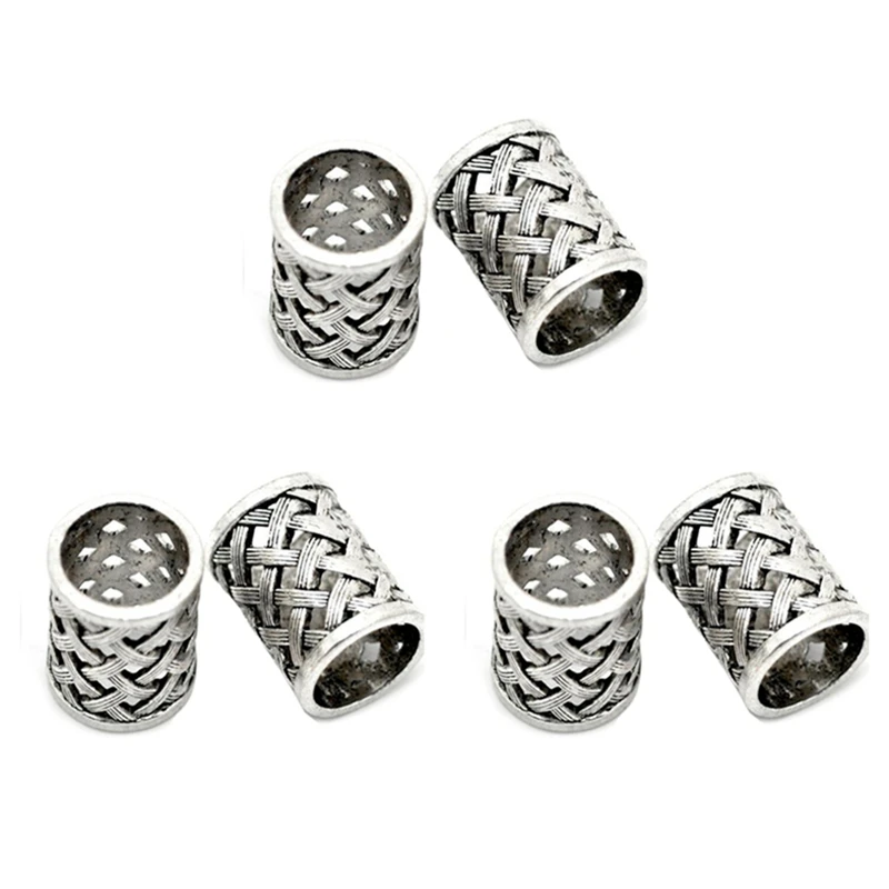 

3X Vintage Antique Bronze Hair Braid Beard Dreadlock Beads Rings Tube Viking Rune Charm Pendant For DIY Necklace Jewelry