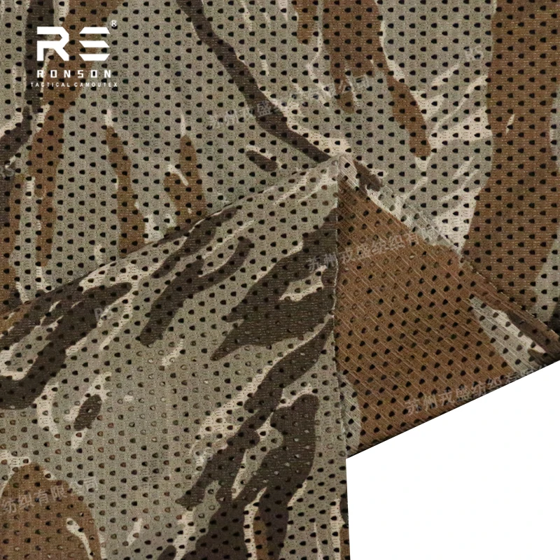 Mesh fabric 120gsm Tiger strip camo camouflage fabric tactical tricot mesh for printed
