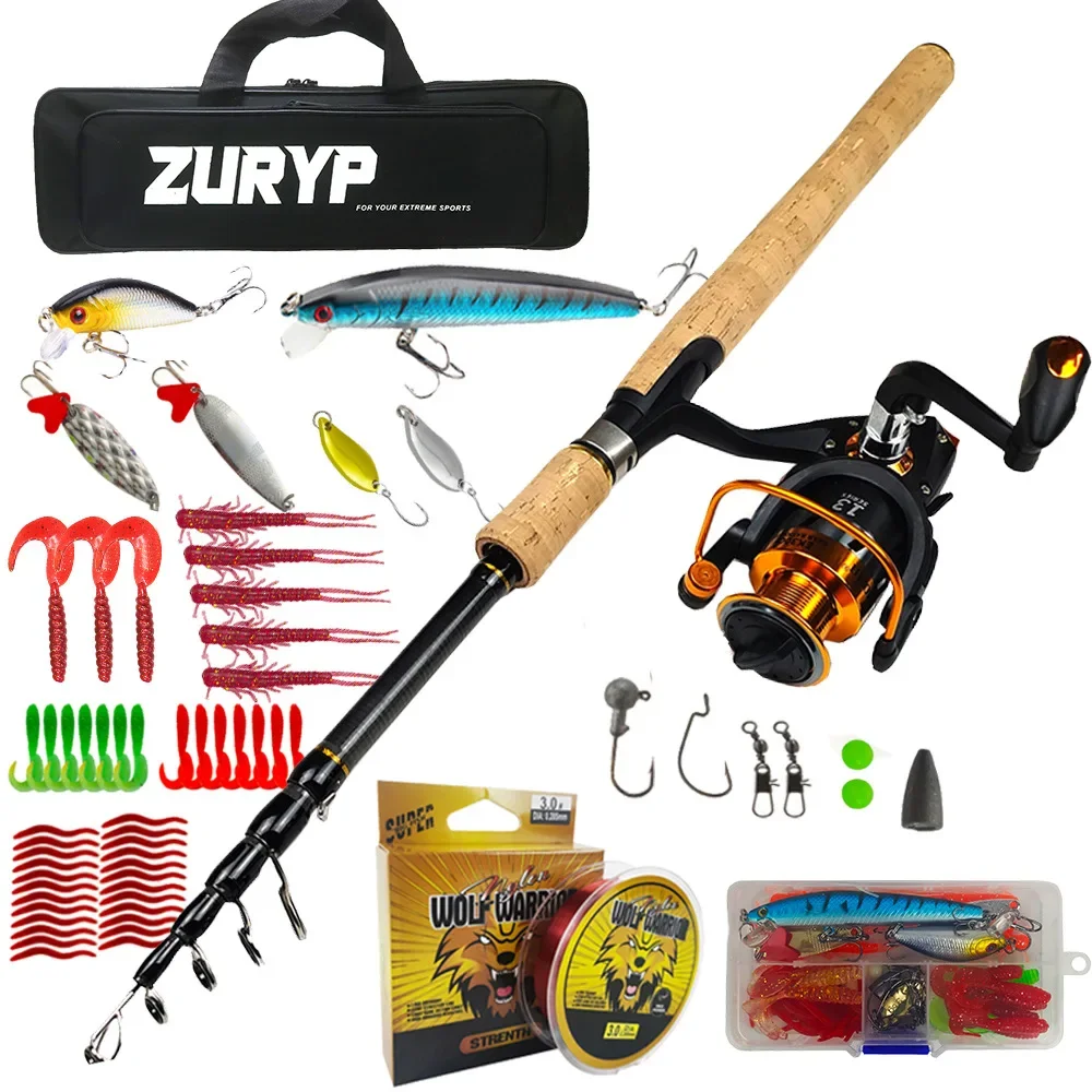 Juego De Cañas De pescar elásticas, señuelos De carrete, Punteras, accesorios De Pesca, Kit De Pesca Spining, conjunto De señuelo combinado, anzuelo De cebo