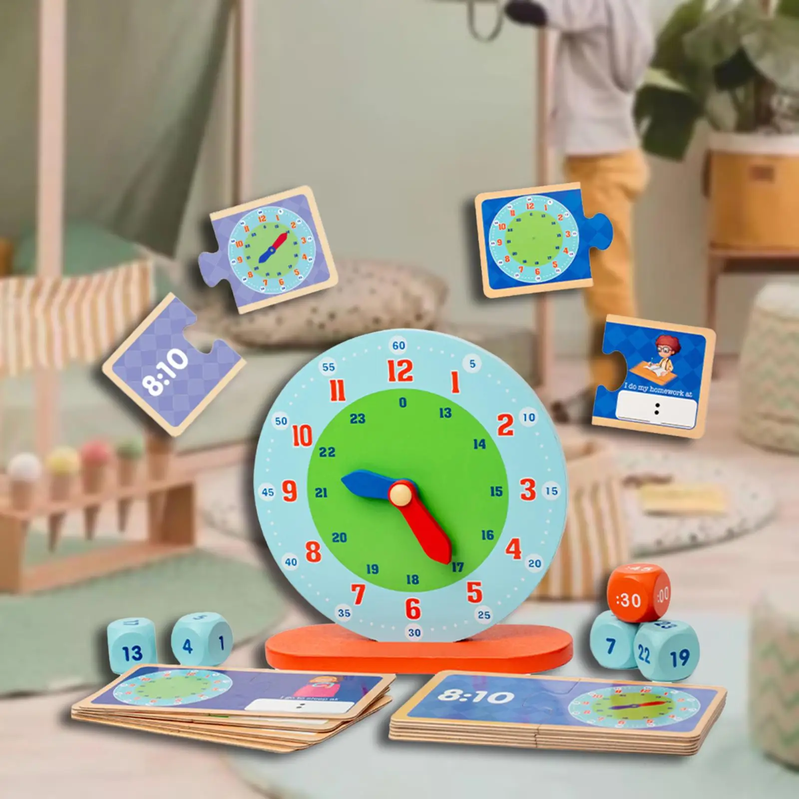 Clock Early Education Toys Time Management Portable Clock Recognition Toy for Homeschool Kindergarten Living Room Home Preschool