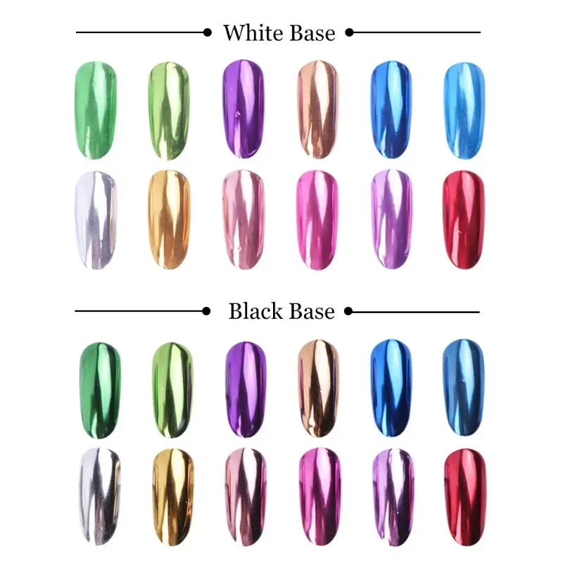 Metallic Mirror Powder Metal Nail Glitter Rose Gold Champagne Silver UV Gel Polish Chrome Dust Manicure DIY Flake Decoration