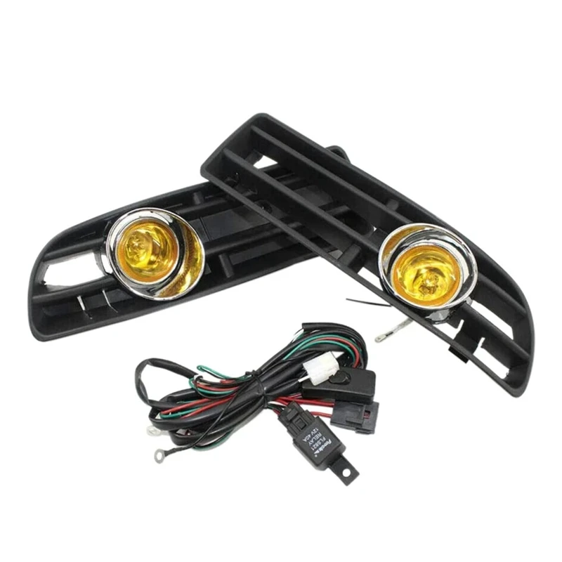 

Yellow Light Front Fog Lights Assembly Fog Lamp Grille With Switch Harness For VW Bora Jetta MK4 1998-2004 Accessories