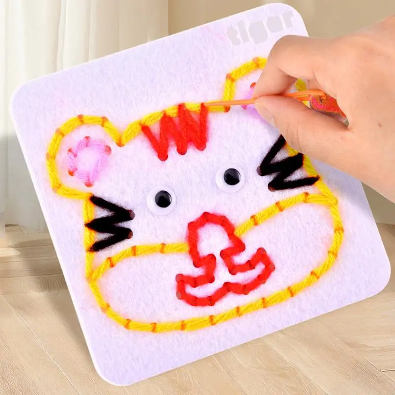 Kids Sewing Kit String Knitting Kits Threading Board Toddler Sewing Toddler Lacing Cards Board Toys For Enhance Cognitive