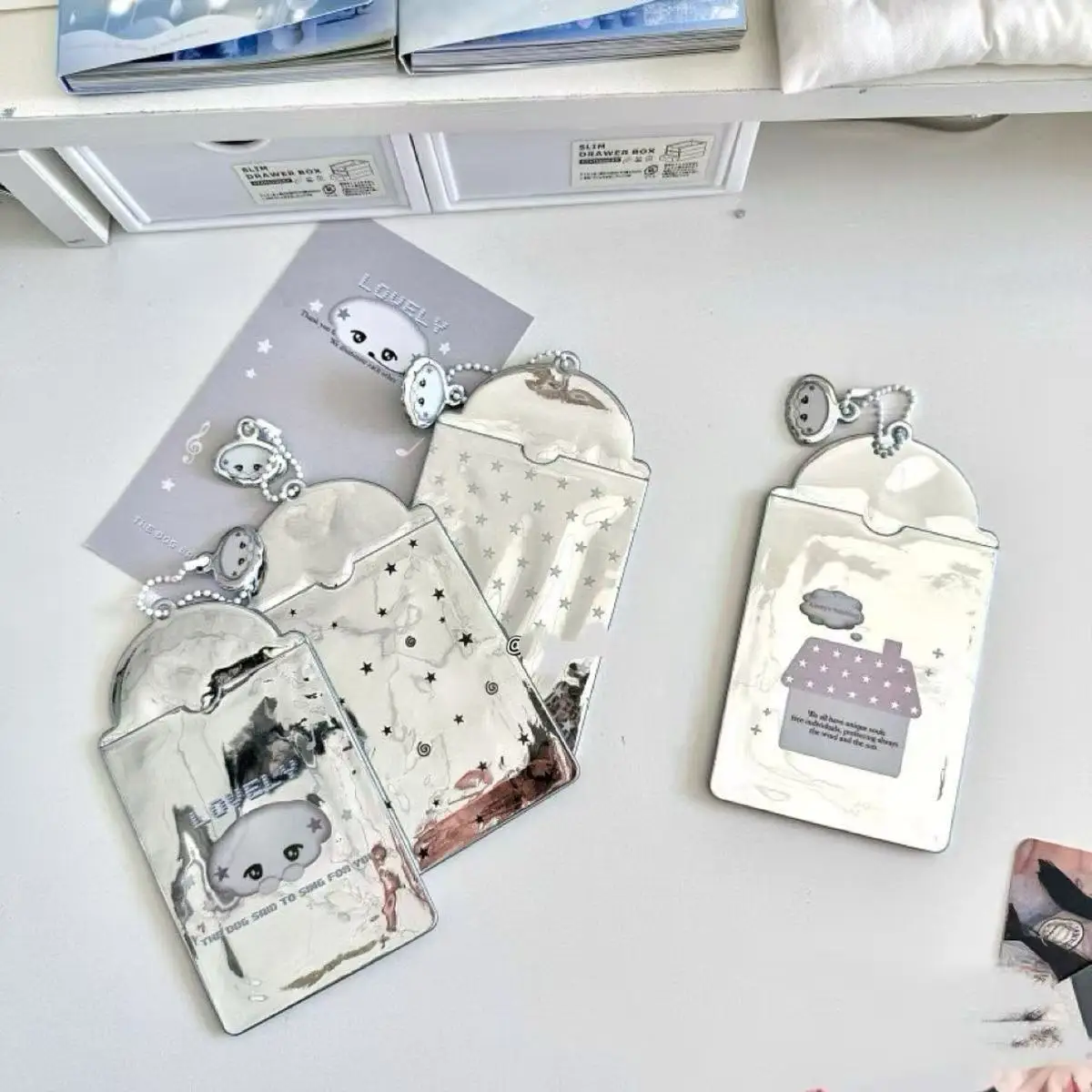 Polka Dot Star Holographic Card Holder ID Badge Sleeve Student Campus Card Storage Pop Star Photo Collectible Display Pouch card holder credit card holder photo card holder card protector idol card protector desk card holder card display stand memory card protector acrylic sign holder