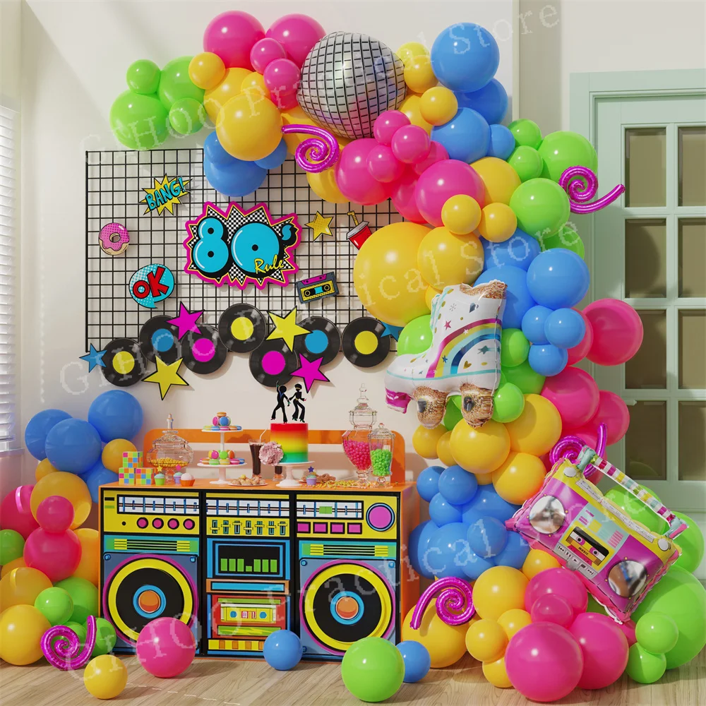 

1Set 4D Radio Balloons Back to 80s 90s Theme Balloon Garland Arch Kit Disco Retro Hip Hop Photo Props Carnival Party Decorations