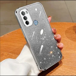 Gradient Glitter Plating Phone Case Cover - Moto G10Power (Silver)