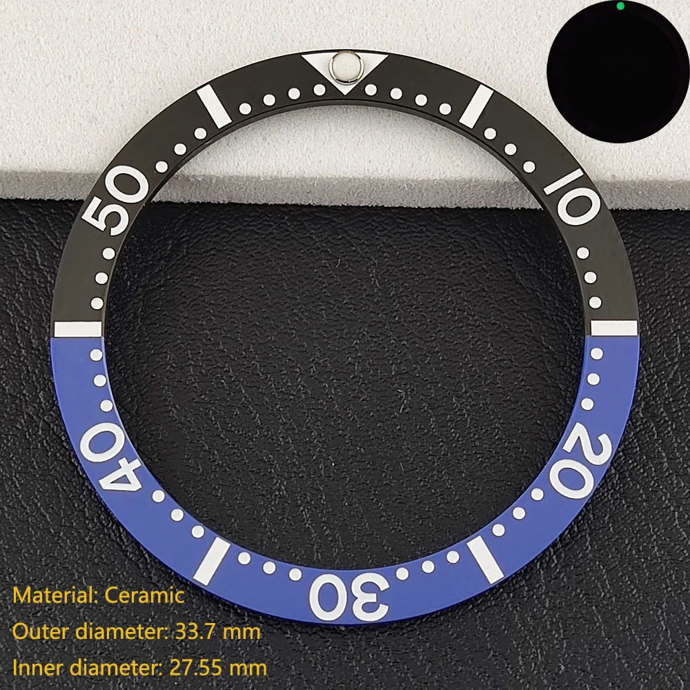 Premium Flat Ceramic Bezel Insert - 33.7mm x 27.5mm - Watch Replacement Accessory