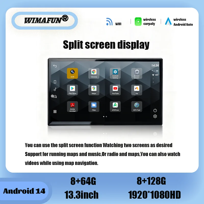 Schermo HD da 13,3 Pollici Android 14 per Range Rover Evoque L538 2012-2018, Navigazione GPS, Radio, Lettore Multimediale, Carplay, Menu OEM - Image 2