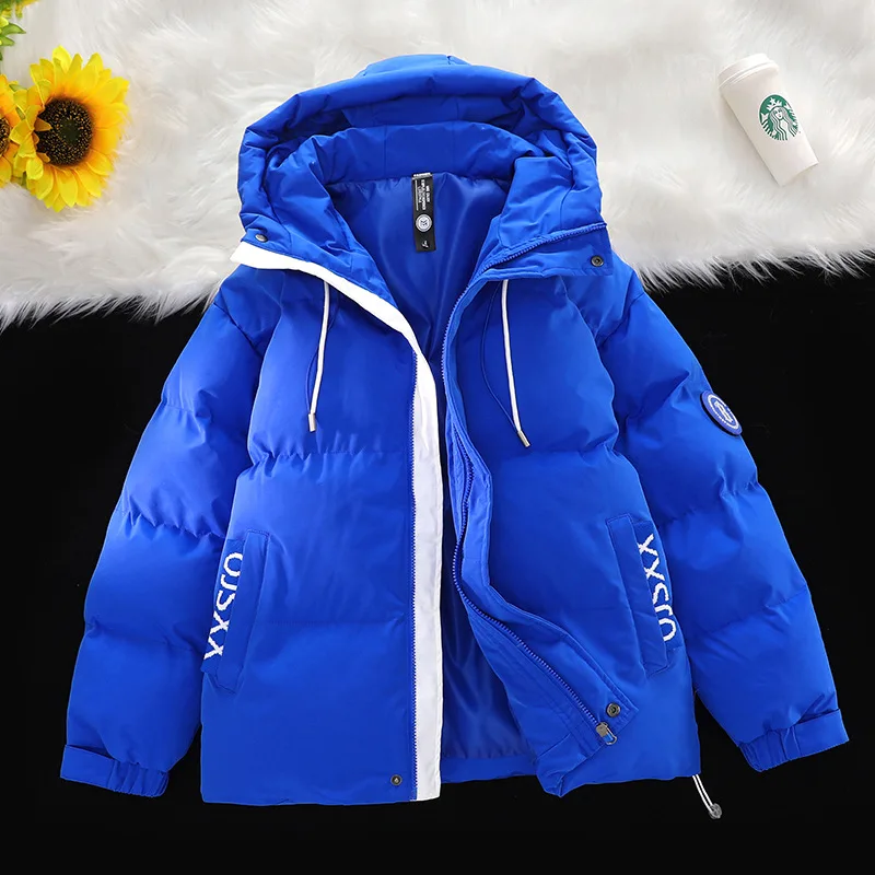 

Men's Cotton Clothes Autumn Winter Hooded Cotton Jacket 2023 New Popular Trendy Brand Warm Male Black Cotton Coat Coat Loose Fit