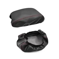 Soft Black Cloth Car Armrest Box Pad Cover and Storage Decor Mat (1pc)