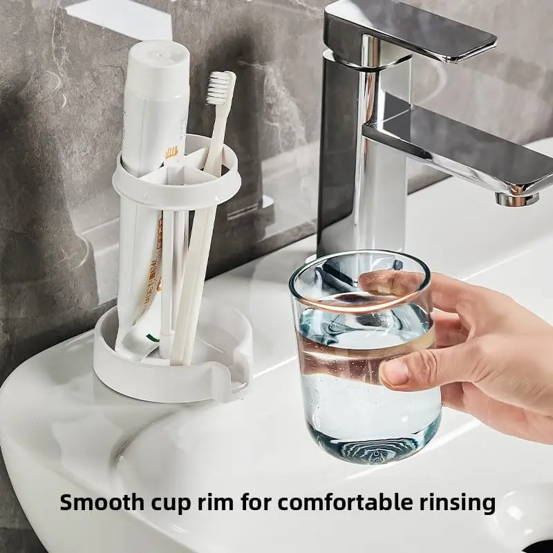 Bathroom Toothbrush And Mouthwash Cup Organizer Storage Set_voghion.com
