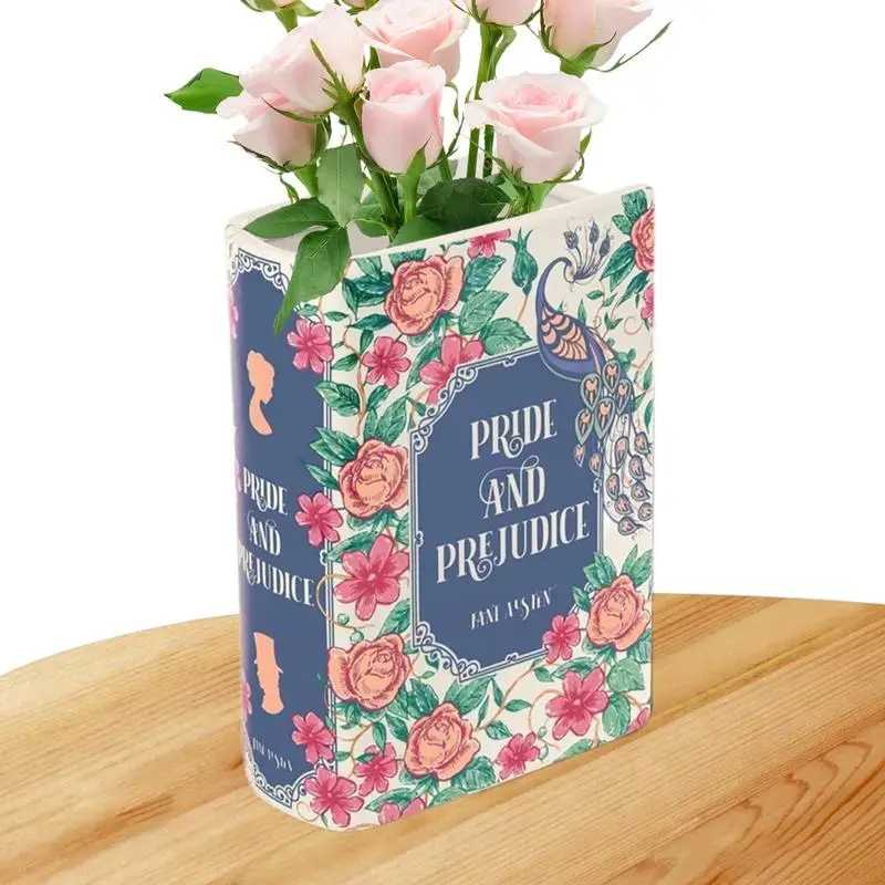 

Bookshelf Vase Decorative Unique Ceramic Book Shape Vase Cute Bookshelf Planter For Flowers Book Lovers Desk office Home Decor