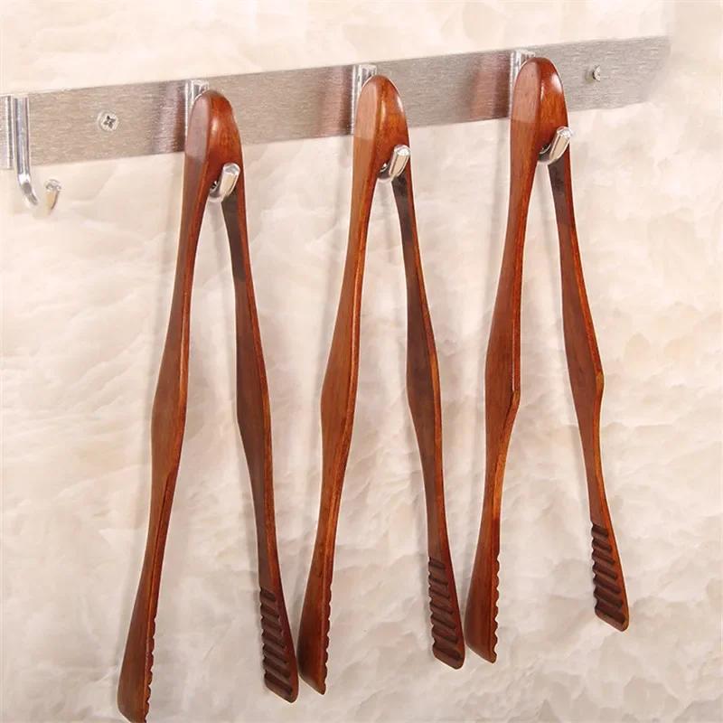 1 Pc Bamboo Cooking Kitchen Tongs Food BBQ Tool Salad Bacon Steak Bread Cake Wooden Clip Home Kitchen Utensil Food Tongs