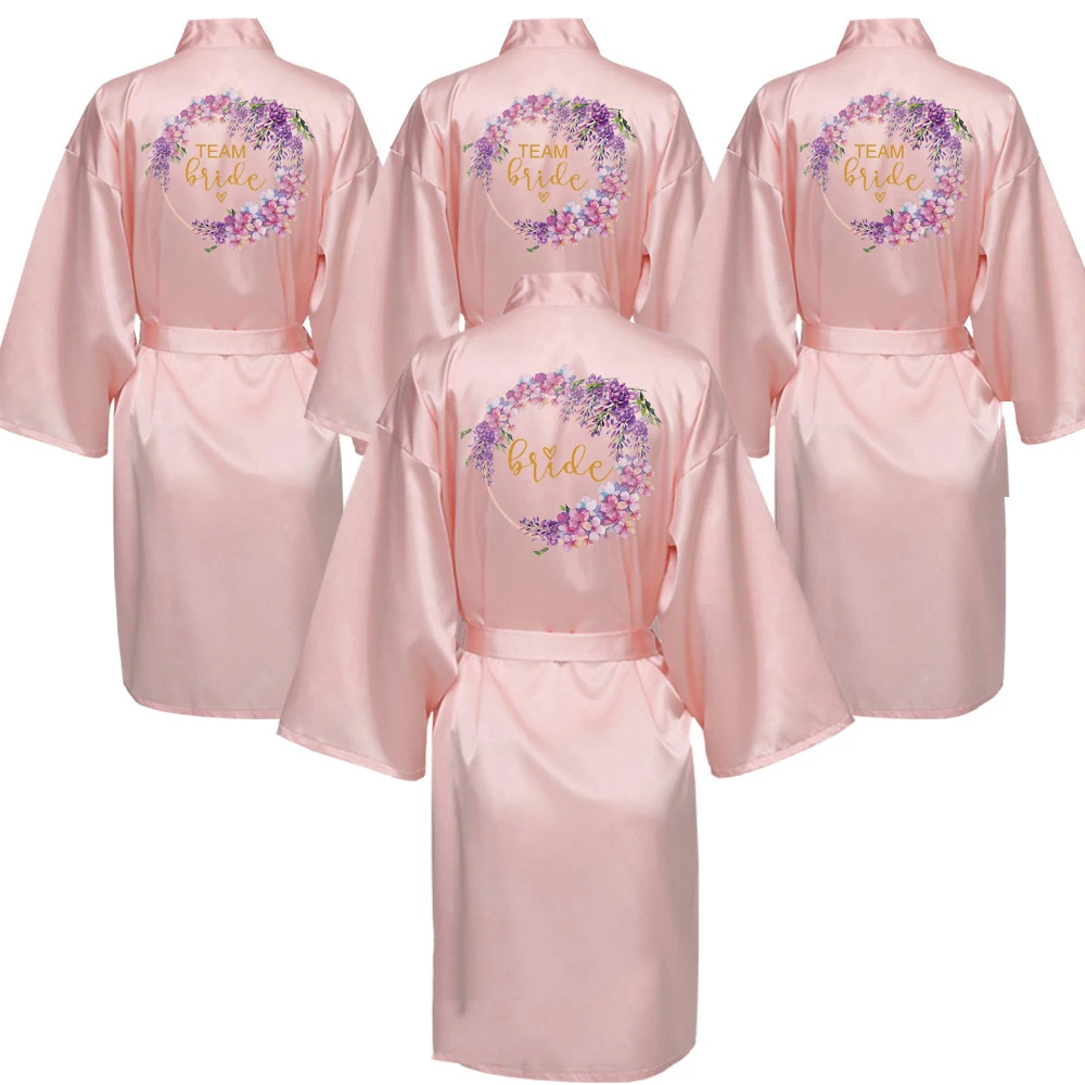 Wedding Robes Bridesmaids Bride Satin Bridesmaid Bathrobe