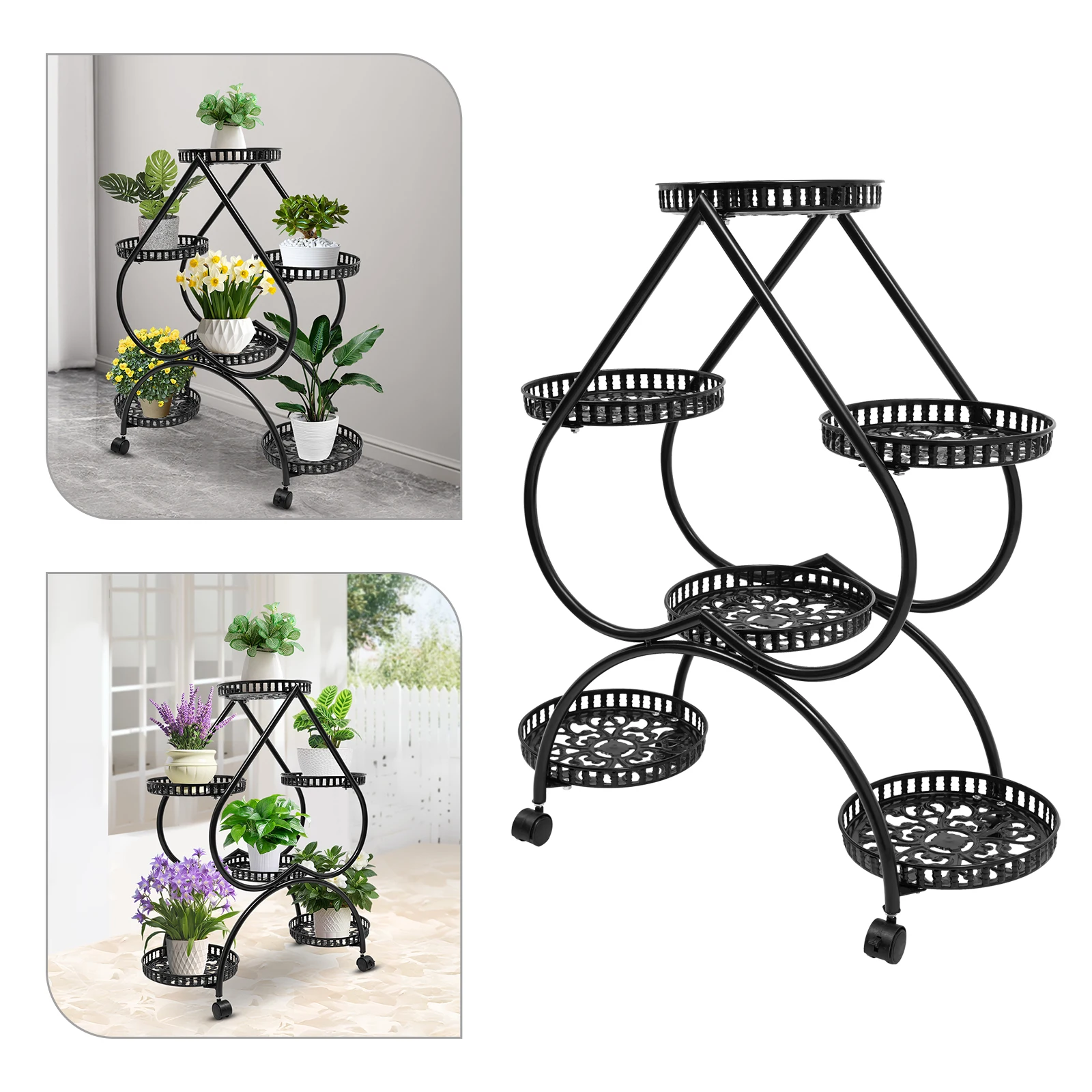 Metal Plant Flowerpot Stands 6 Pots for Patio Garden Living Room Corner Balcony Bedroom