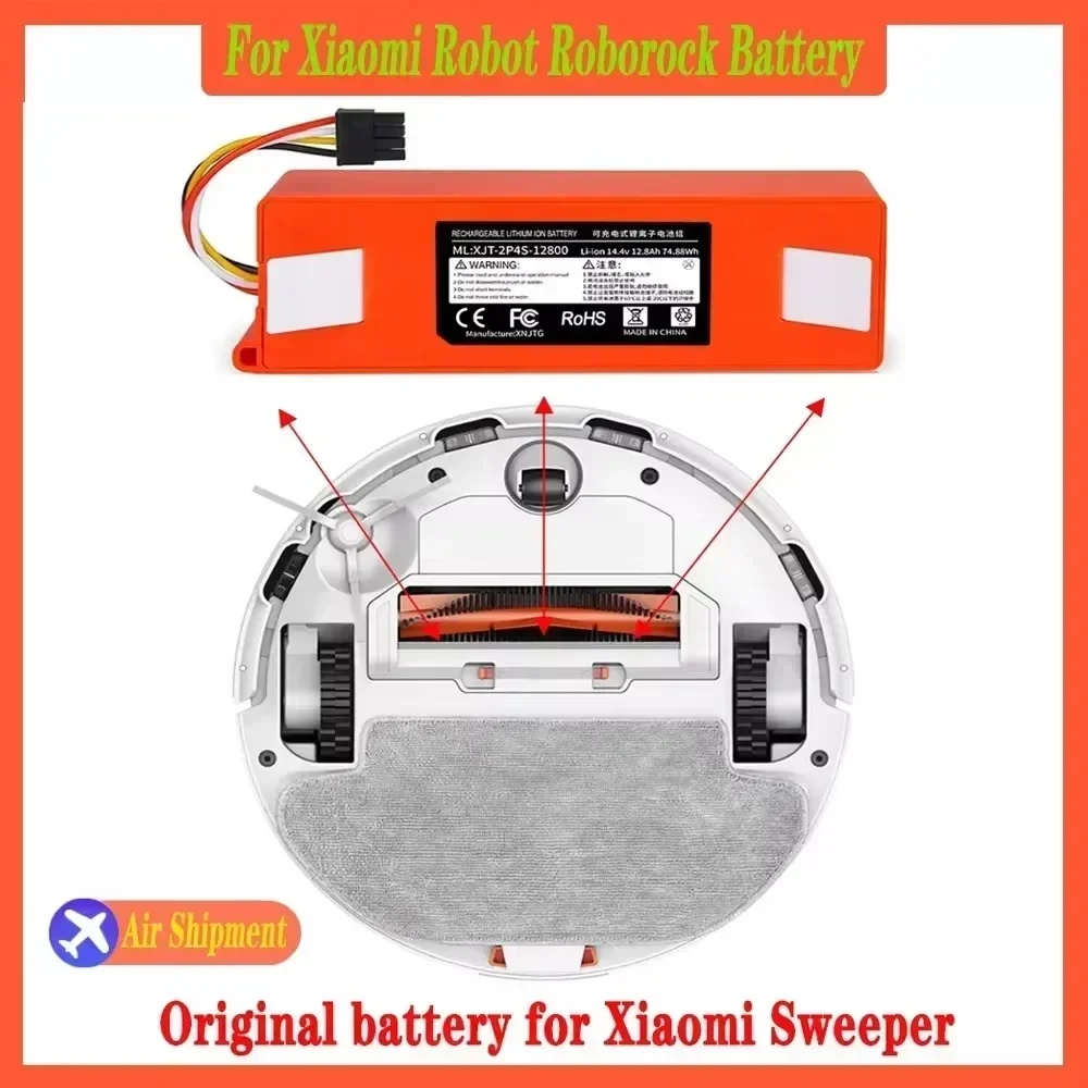 14.4V 6500mAh Replacement Battery For Roborock S6 S7 MaxV Q5 Q7 MAX Robot Vacuum Cleaner Accessories Parts Original rechargeable battery vacuum cleaner battery battery replacement