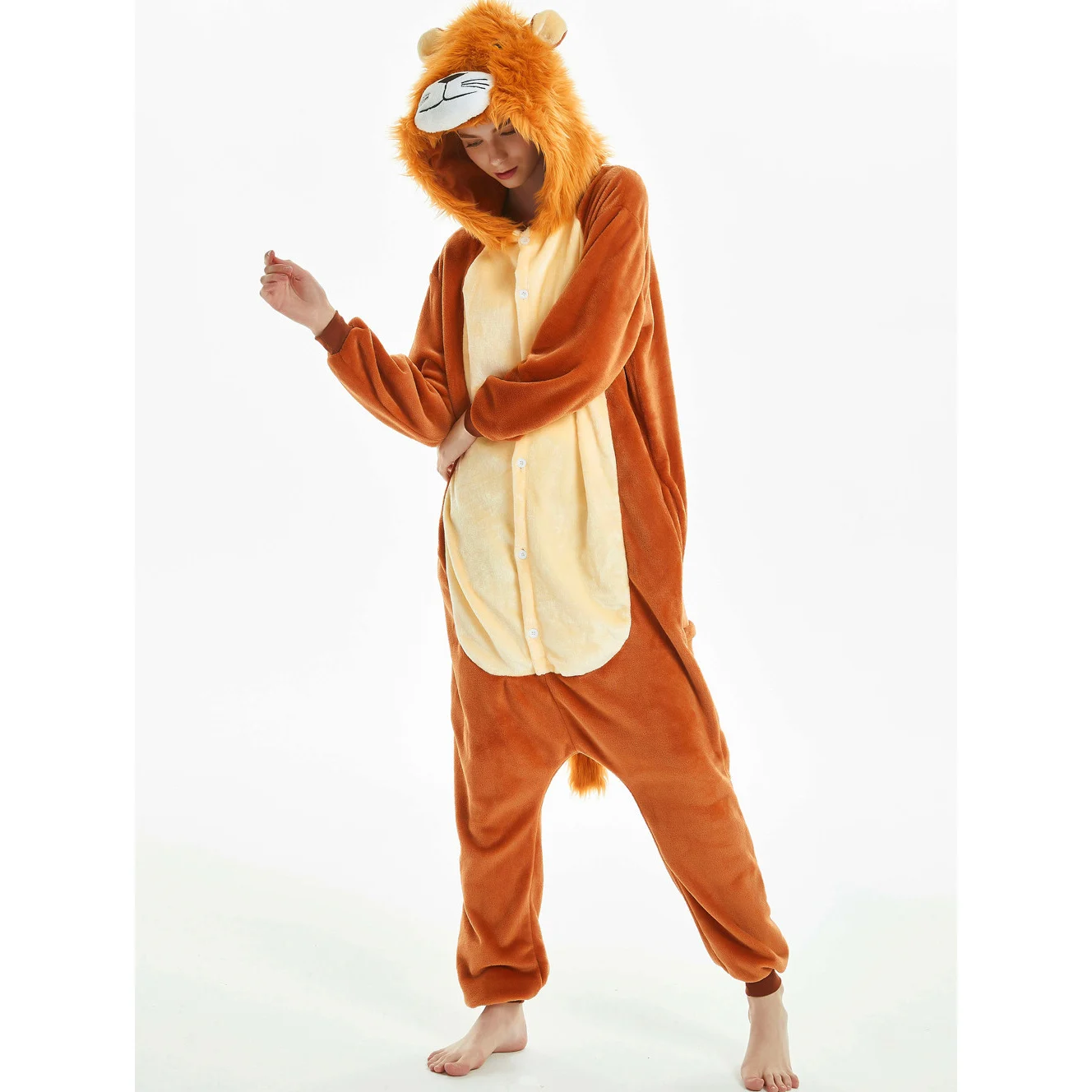 Animal Kigurumi Lion Cartoon Onesies Women Pajamas Anime Onesie For Adults Pyjamas Boys Girls Pijamas Flannel One-Piece Costumes