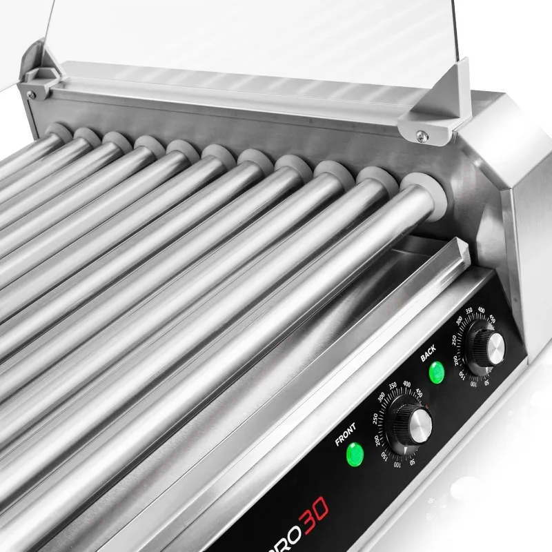 Electric 30 Hot Dog 11 Roller Grill Cooker Machine with Cover 1400-Watt - Commercial Grade 5