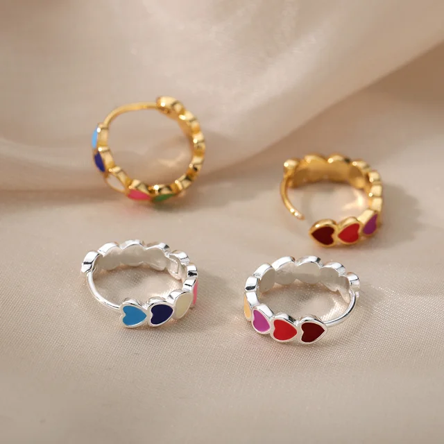 Aesthetic Stainless Steel Hoop Earrings For Women Gold Minimalist Heart Snake Flower Zircon Earring Korean Fashion Jewelry 2022 E2056