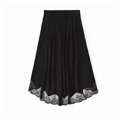 2022 NEW Midi Jupe 2021 Spring Women Irregular Silk Skirt Lace Hem Violin Jacquard Elastic Waist Female